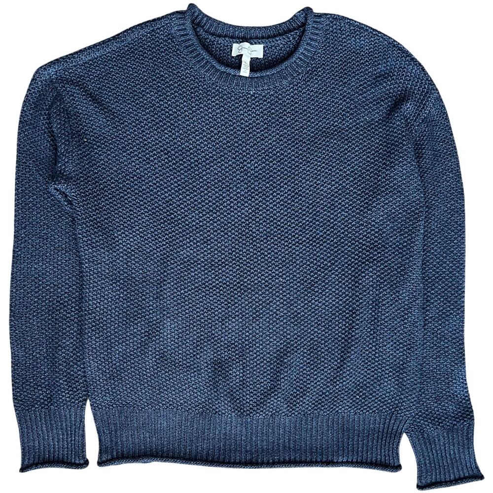 Jessica Simposon Indigo Blue Knit Long Sleeve Sweater Top, L
